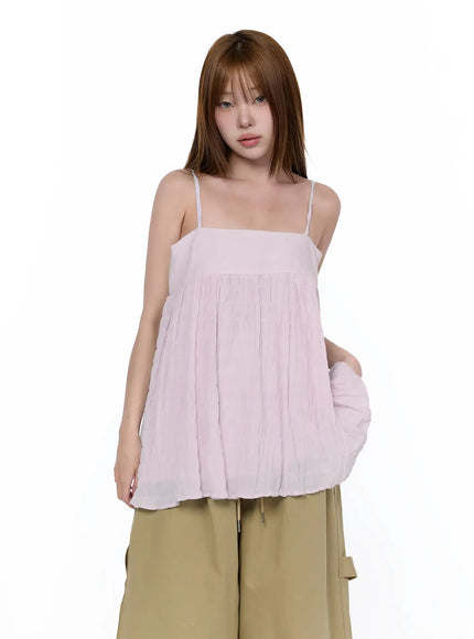 casual-loose-shirred-cami-top-ca520 / Light pink