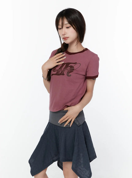 vintage-print-t-shirt-cy515 / Pink