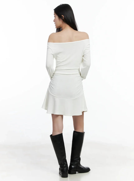 Off-Shoulder Ruched Dress IM506