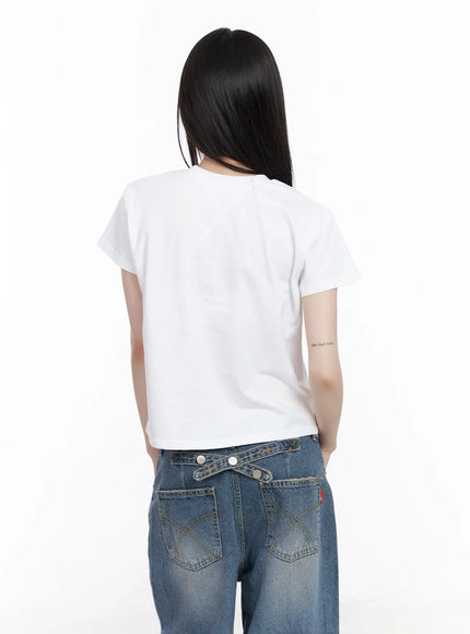 Kitty Graphic Semi-Crop Tee CM526