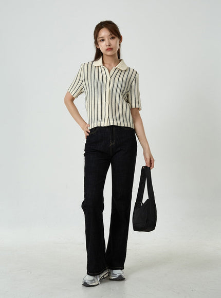 Semi Boot-Cut Raw Denim Pants CU11