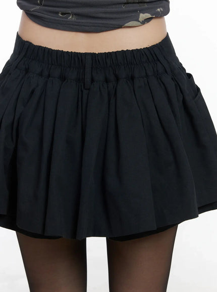 Chic Pleated Mini Skort with Elastic Waistband CJ526