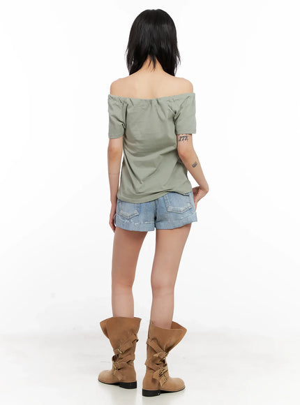 Off-Shoulder Drawstring Top CL528