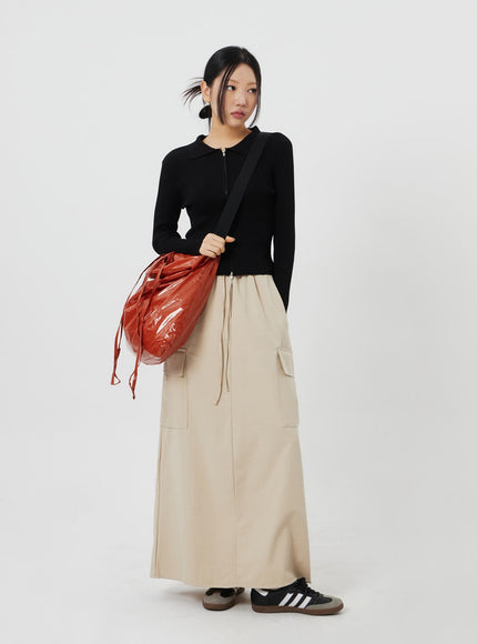 Ribbed Knit Zip-Up CF324