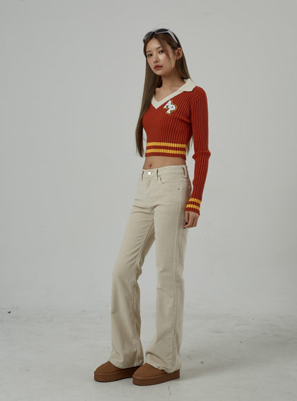 Mid-Rise Corduroy Bootcut Pants CJ306