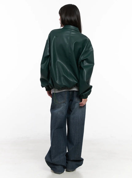 Oversized Faux-Leather Jacket CN511