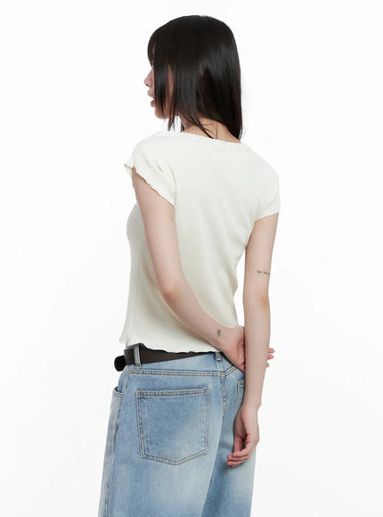 lace-trimmed-button-short-sleeve-il531