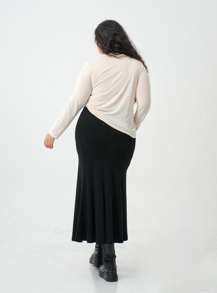 Plus Mermaid Line Long Bending Skirt IO06