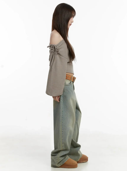 Off-Shoulder Knit Sweatshirt IJ521