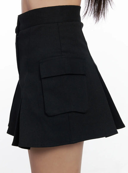 chic-pleated-cargo-mini-skirt-cf503
