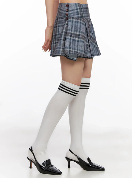 checkered-pleated-mini-skirt-is508