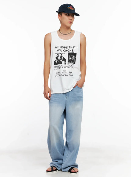 Men's Light-Wash Denim Jeans IG508