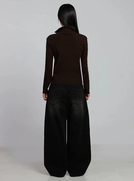 Button Detail High Neck Sweater IM520