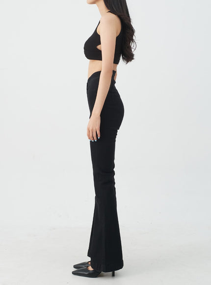 Banded Boot-Cut Highwaisted Pants IJ23