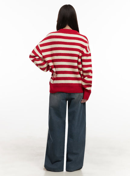 Cozy Striped Oversized Sweater IJ510