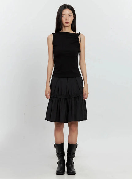 Asymmetric High Neck Tank Top IL528