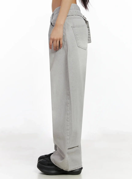 Cece Stone Washed Wide Leg Jeans IA508