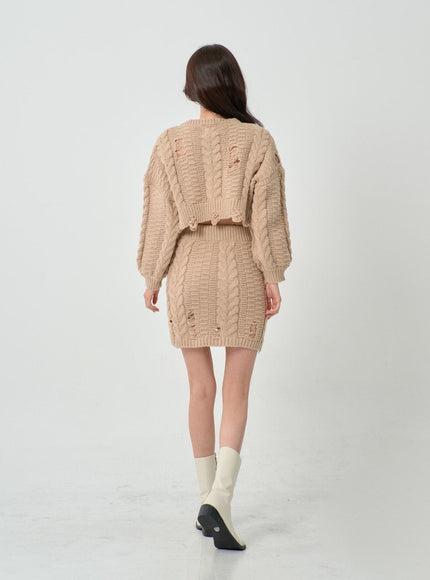 Twist Pattern Ripped Pencil Mini Skirt IN08