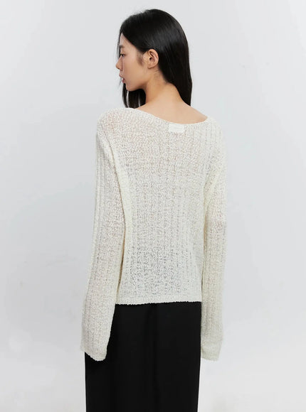Cozy Boatneck Long Sleeve Sweater IS515