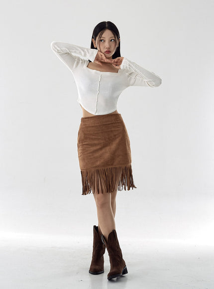 Square Neck Crop Long Sleeve Shirt CG16