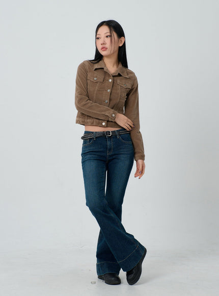 Cotton Blend Button Cropped Jacket CJ303