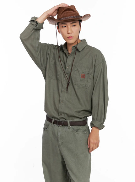 Men's Cozy Cotton Button-Up Shirt IG529
