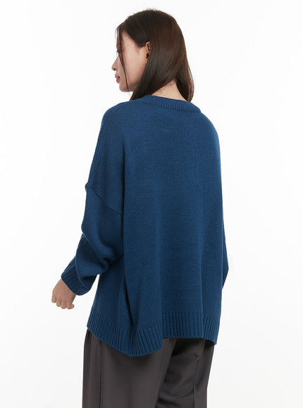 Oversized Half-Button Sweater IJ527