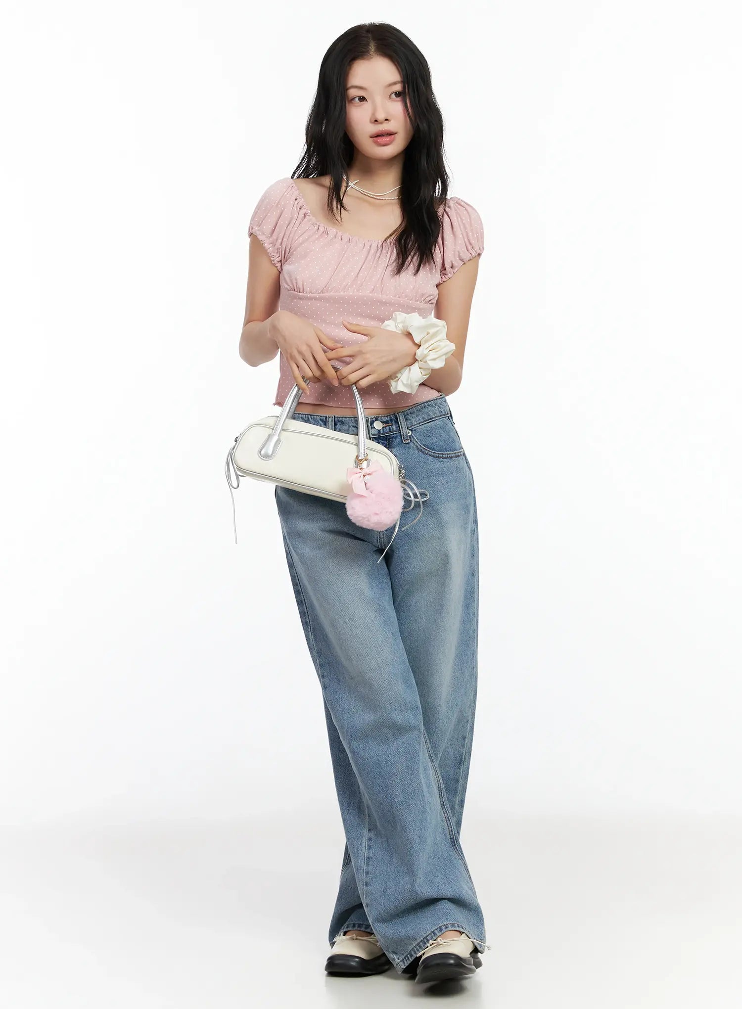 dotted-puff-sleeve-top-im524