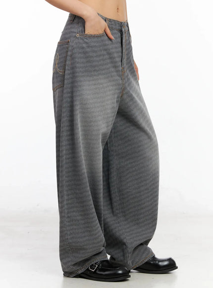 Novah Check Wide-Leg Jeans CA513