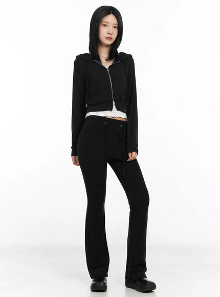 casual-zip-up-hoodie-and-sweatpant-set-cf526 / Black