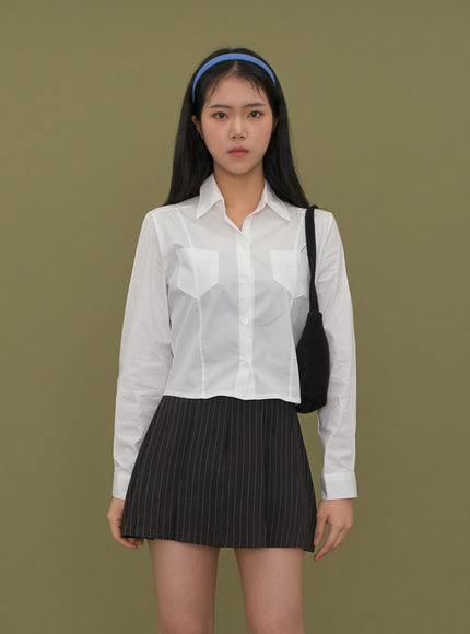 Cropped Shirt with Pockets C2601