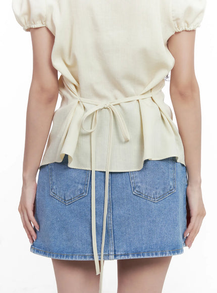 v-neck-puff-sleeve-summer-top-cl516