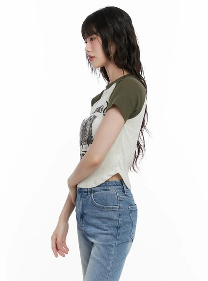 Cat Graphic Raglan Tee IL531