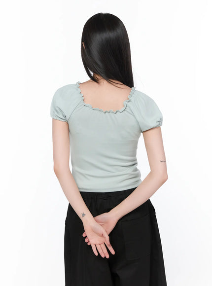 frill-trim-puff-sleeve-blouse-ca528