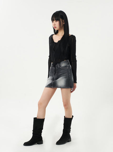 Simple Denim Mini Skirt CA328