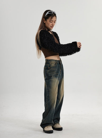Vintage Washing Wide Leg Denim Pants CN14