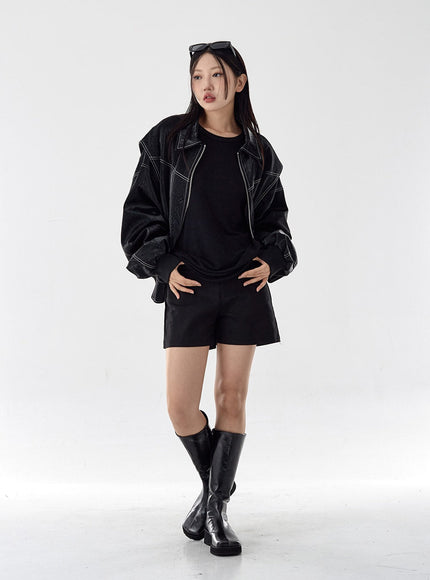 Over Fit Stitch Veste en similicuir Unisexe CG16