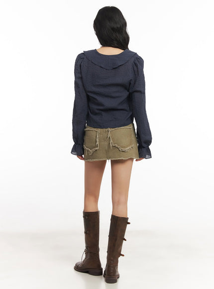 ruffle-v-neck-stripe-blouse-top-ca503