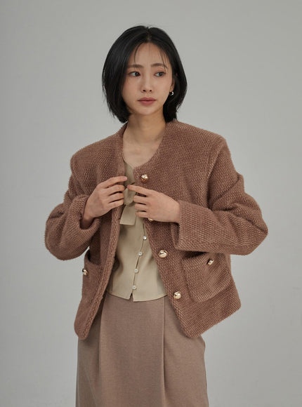 Ribbon Detail Button Cropped Blouse OJ304