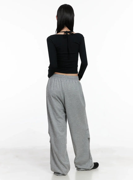 Pintuck Wide Leg Sweatpants IS508