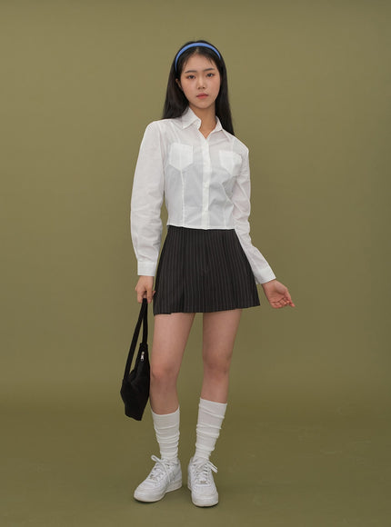 Cropped Shirt with Pockets C2601