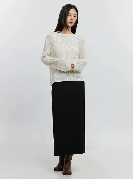 Cozy Boatneck Long Sleeve Sweater IS515