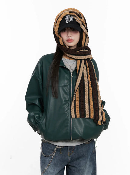 Oversized Faux-Leather Jacket CN511