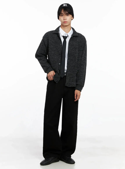 Men's Button-Up Collar Knit Cardigan IO516