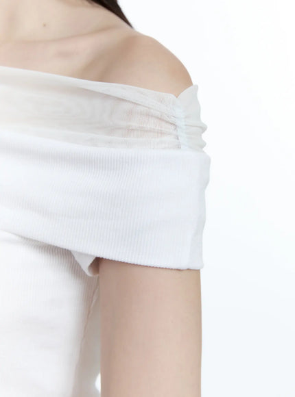 Off-Shoulder Ribbed Knit Top CG507