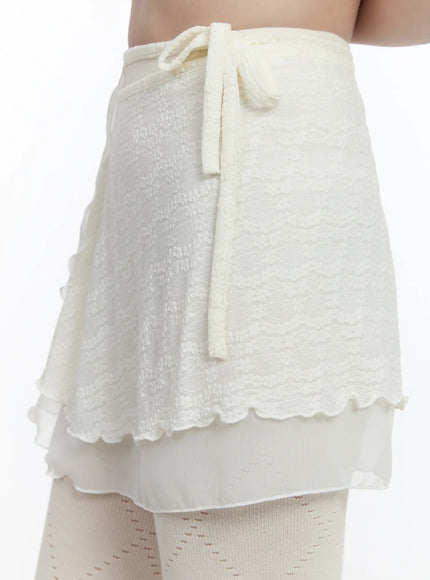 Lace Wrap Mini Skirt CA503