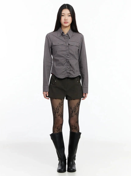 Stylish Check Ruffled Blouse IM530
