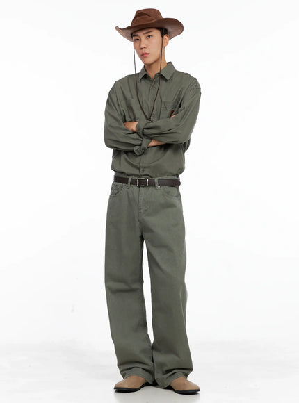 Men's Cozy Cotton Button-Up Shirt IG529