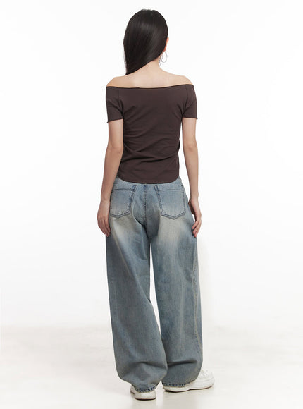 Italia Graphic Off-Shoulder Top IM528