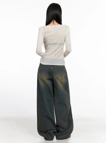 Minju Vintage Washed Baggy Jeans IS508